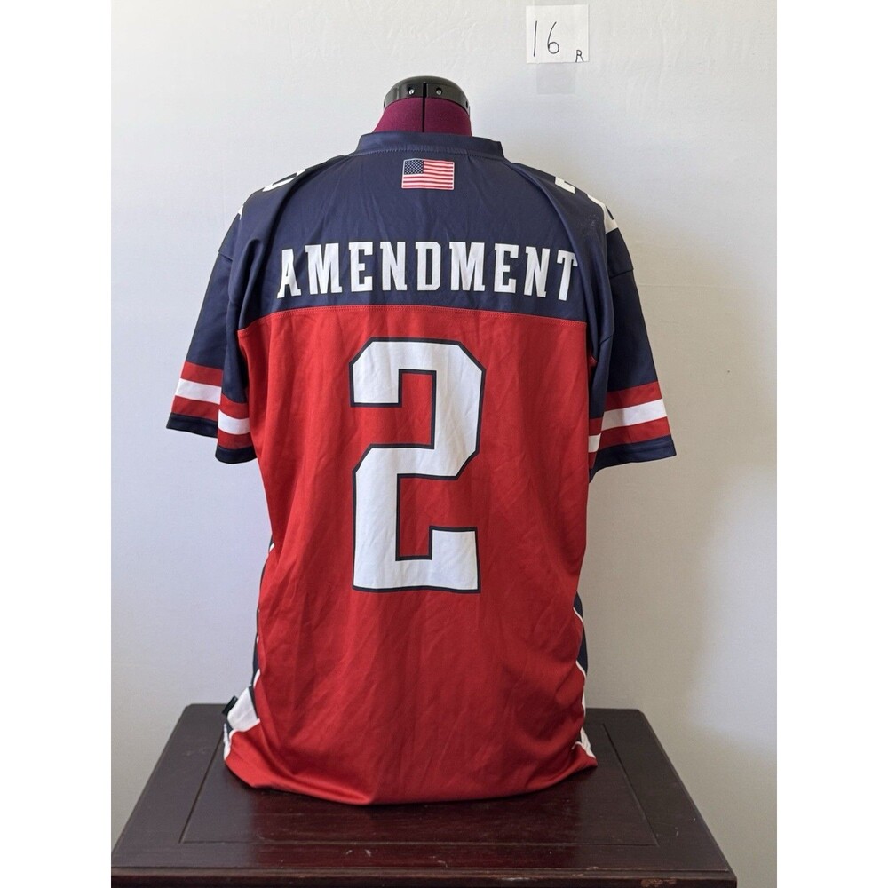 Greater Half USA Amendment 2 Patriotic Hockey Jersey Red Blue Size L